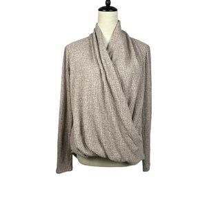 Anthropologie Akemi  + Kim Beige Waffle Knit Wrap Front Top Women's Size Small